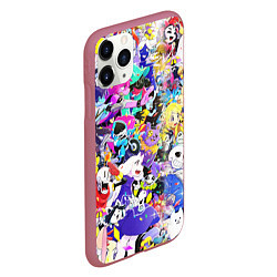 Чехол iPhone 11 Pro матовый UNDERTALE PATTERN HEROES, ВСЕ ГЕРОИ ИГРЫ, цвет: 3D-малиновый — фото 2