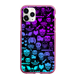 Чехол iPhone 11 Pro матовый UNDERTALE NEON PATTERN УЗОР, цвет: 3D-малиновый