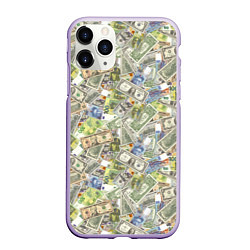 Чехол iPhone 11 Pro матовый Разная Денежная Валюта Доллары, Евро, Франки, цвет: 3D-светло-сиреневый
