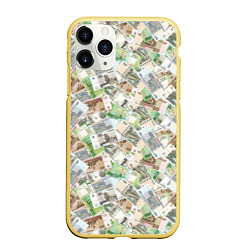 Чехол iPhone 11 Pro матовый Деньги РФ Рубли, цвет: 3D-желтый