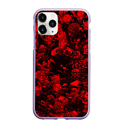 Чехол iPhone 11 Pro матовый DOTA 2 HEROES RED PATTERN ДОТА 2, цвет: 3D-светло-сиреневый