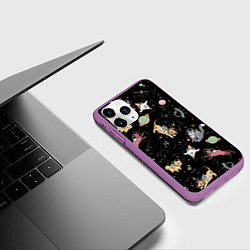 Чехол iPhone 11 Pro матовый Космические коты, цвет: 3D-фиолетовый — фото 2