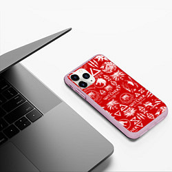 Чехол iPhone 11 Pro матовый THE WITCHER LOGOBOMBING ЛОГОТИПЫ ВЕДЬМАКА, цвет: 3D-розовый — фото 2