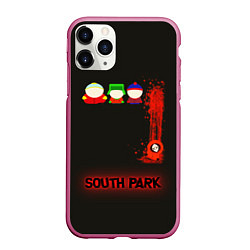 Чехол iPhone 11 Pro матовый Южный парк главные персонажи South Park, цвет: 3D-малиновый