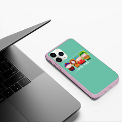 Чехол iPhone 11 Pro матовый South Park - Южный парк Кенни, Кайл, Эрик и Стэн, цвет: 3D-розовый — фото 2