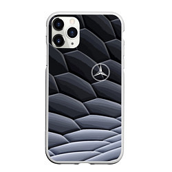 Чехол iPhone 11 Pro матовый Mercedes Benz pattern, цвет: 3D-белый