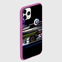 Чехол iPhone 11 Pro матовый BMW night city, цвет: 3D-фиолетовый — фото 2