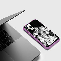 Чехол iPhone 11 Pro матовый BTS БТС под звездным небом, вот они слева направо, цвет: 3D-фиолетовый — фото 2