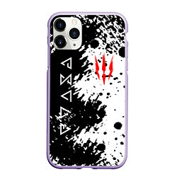 Чехол iPhone 11 Pro матовый The Witcher black & white, цвет: 3D-светло-сиреневый