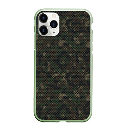 Чехол iPhone 11 Pro матовый Камуфляж: лесной, цвет: 3D-салатовый