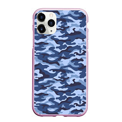 Чехол iPhone 11 Pro матовый Синий Камуфляж Camouflage, цвет: 3D-розовый