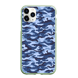 Чехол iPhone 11 Pro матовый Синий Камуфляж Camouflage, цвет: 3D-салатовый