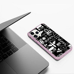 Чехол iPhone 11 Pro матовый 30 Seconds to Mars: Паттерн логотипов, цвет: 3D-розовый — фото 2
