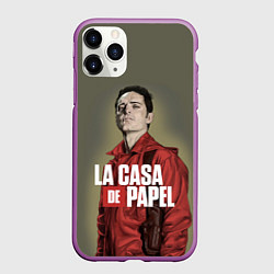 Чехол iPhone 11 Pro матовый БУМАЖНЫЙ ДОМ БЕРЛИН - LA CASA DE PAPEL, цвет: 3D-фиолетовый