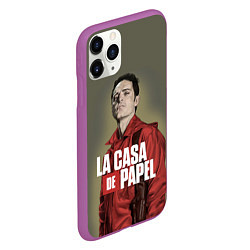 Чехол iPhone 11 Pro матовый БУМАЖНЫЙ ДОМ БЕРЛИН - LA CASA DE PAPEL, цвет: 3D-фиолетовый — фото 2