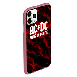 Чехол iPhone 11 Pro матовый ACDC Разряды молнии, цвет: 3D-малиновый — фото 2