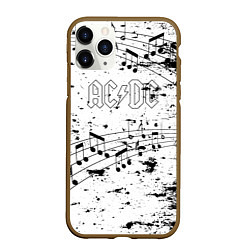 Чехол iPhone 11 Pro матовый ACDC - Музыкальные ноты, цвет: 3D-коричневый