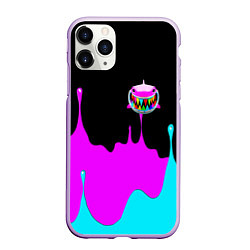 Чехол iPhone 11 Pro матовый 6IX9INE Подтеки Красок, цвет: 3D-сиреневый