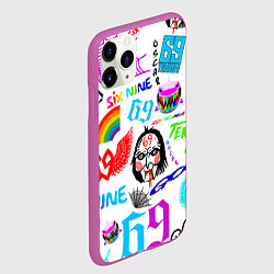 Чехол iPhone 11 Pro матовый 6IX9INE паттерн, цвет: 3D-фиолетовый — фото 2