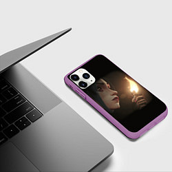 Чехол iPhone 11 Pro матовый Arcane - League Of Legends Jinx с огнем, цвет: 3D-фиолетовый — фото 2