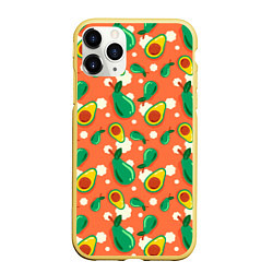 Чехол iPhone 11 Pro матовый Паттерн из авокадо, цвет: 3D-желтый
