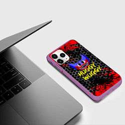 Чехол iPhone 11 Pro матовый Huggy Wuggy соты, цвет: 3D-фиолетовый — фото 2