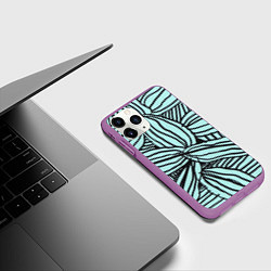 Чехол iPhone 11 Pro матовый Бирюзовые Водоросли, цвет: 3D-фиолетовый — фото 2
