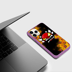 Чехол iPhone 11 Pro матовый Огненный Геометри Дэш Geometry Dash, цвет: 3D-фиолетовый — фото 2