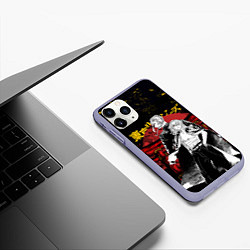 Чехол iPhone 11 Pro матовый МАЙКИ И ДРАКЕН КРАСНЫЕ БРЫЗГИ ТОСВА, цвет: 3D-светло-сиреневый — фото 2