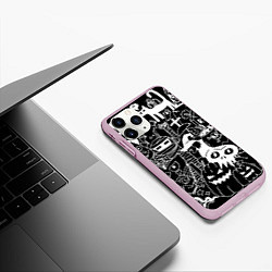 Чехол iPhone 11 Pro матовый Monster & Cat, цвет: 3D-розовый — фото 2