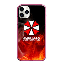 Чехол iPhone 11 Pro матовый Umbrella Corporation пламя, цвет: 3D-малиновый