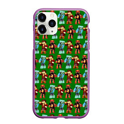 Чехол iPhone 11 Pro матовый Minecraft heros pattern, цвет: 3D-фиолетовый