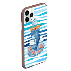 Чехол iPhone 11 Pro матовый Дельфин Море, цвет: 3D-коричневый — фото 2
