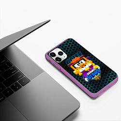 Чехол iPhone 11 Pro матовый Грифф BRAWL STARS соты, цвет: 3D-фиолетовый — фото 2