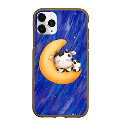 Чехол iPhone 11 Pro матовый Спящий бычок на луне