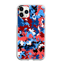Чехол iPhone 11 Pro матовый Красно-синий камуфляж, цвет: 3D-белый