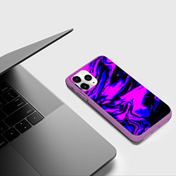 Чехол iPhone 11 Pro матовый НЕОНОВЫЕ РАЗВОДЫ КРАСОК, цвет: 3D-фиолетовый — фото 2