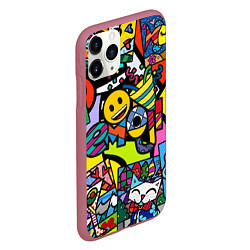 Чехол iPhone 11 Pro матовый Romero Britto - emoji, цвет: 3D-малиновый — фото 2