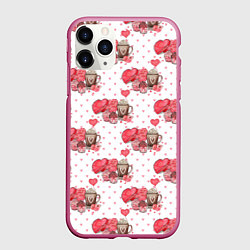 Чехол iPhone 11 Pro матовый Кофе и конфеты, цвет: 3D-малиновый
