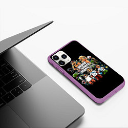 Чехол iPhone 11 Pro матовый Mario x GTA, цвет: 3D-фиолетовый — фото 2