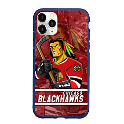Чехол iPhone 11 Pro матовый Chicago Blackhawks , Чикаго Блэкхокс, цвет: 3D-тёмно-синий
