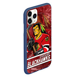 Чехол iPhone 11 Pro матовый Chicago Blackhawks , Чикаго Блэкхокс, цвет: 3D-тёмно-синий — фото 2
