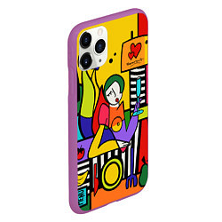 Чехол iPhone 11 Pro матовый Girl with a glass, цвет: 3D-фиолетовый — фото 2