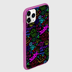 Чехол iPhone 11 Pro матовый League Of Legends - Arcane неоновые логотипы, цвет: 3D-фиолетовый — фото 2