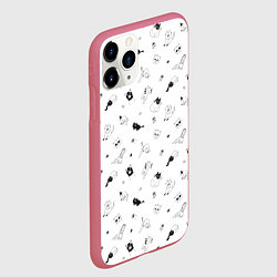 Чехол iPhone 11 Pro матовый Набор смешных котов, цвет: 3D-малиновый — фото 2