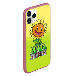 Чехол iPhone 11 Pro матовый Plants vs Zombies - Подсолнух, цвет: 3D-малиновый — фото 2