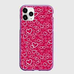 Чехол iPhone 11 Pro матовый Влюблённые Сердца LOVE, цвет: 3D-фиолетовый