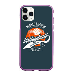 Чехол iPhone 11 Pro матовый Volleyball Волейбол, цвет: 3D-фиолетовый