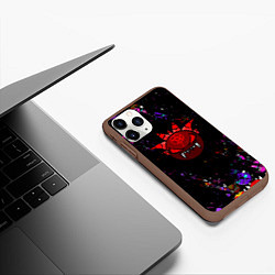 Чехол iPhone 11 Pro матовый Геометрический рывок Geometry Dash смайлы demon, цвет: 3D-коричневый — фото 2
