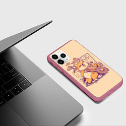Чехол iPhone 11 Pro матовый Стиба Ину Линк, цвет: 3D-малиновый — фото 2
